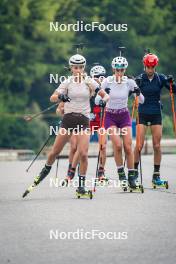 17.07.2024, Martell, Italy (ITA): Hanna Auchentaller (ITA), Rebecca Passler (ITA), Lisa Vittozzi (ITA), (l-r)  - Biathlon summer training, Martell (ITA). www.nordicfocus.com. © Barbieri/NordicFocus. Every downloaded picture is fee-liable.