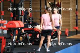 12.06.2024, Premanon, France (FRA): Oceane Michelon (FRA), Justine Braisaz-Bouchet (FRA), Lou Jeanmonnot (FRA), (l-r) - Biathlon summer training, Premanon (FRA). www.nordicfocus.com. © Manzoni/NordicFocus. Every downloaded picture is fee-liable.