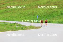 27.06.2024, Juf, Switzerland (SUI): Elisa Gasparin (SUI), Aita Gasparin (SUI), (l-r) - Biathlon summer training, Juf (SUI). www.nordicfocus.com. © Manzoni/NordicFocus. Every downloaded picture is fee-liable.