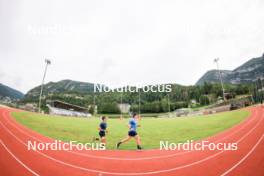 03.07.2024, Saint-Claude, France (FRA): Oscar Lombardot (FRA), Fabien Claude (FRA), (l-r) - Biathlon summer training, Premanon (FRA). www.nordicfocus.com. © Manzoni/NordicFocus. Every downloaded picture is fee-liable.