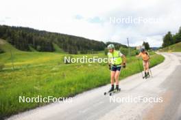 11.06.2024, Premanon, France (FRA): Justine Braisaz-Bouchet (FRA), Lou Jeanmonnot (FRA), (l-r) - Biathlon summer training, Premanon (FRA). www.nordicfocus.com. © Manzoni/NordicFocus. Every downloaded picture is fee-liable.