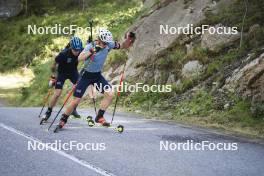 27.08.2024, Martell, Italy (ITA): Lukas Hofer (ITA), Didier Bionaz (ITA), (l-r) - Biathlon summer training, Martell (ITA). www.nordicfocus.com. © Vanzetta/NordicFocus. Every downloaded picture is fee-liable.