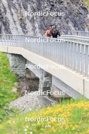 27.06.2024, Juf, Switzerland (SUI): Joscha Burkhalter (SUI), Sebastian Stalder (SUI), Gion Stalder (SUI), (l-r) - Biathlon summer training, Juf (SUI). www.nordicfocus.com. © Manzoni/NordicFocus. Every downloaded picture is fee-liable.