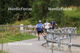 05.09.2024, Lenzerheide, Switzerland (SUI): Dajan Danuser (SUI), Sturla Holm Laegreid (NOR), Tarjei Boe (NOR), Vetle Sjaastad Christiansen (NOR), (l-r) - Biathlon summer training, Lenzerheide (SUI). www.nordicfocus.com. © Manzoni/NordicFocus. Every downloaded picture is fee-liable.