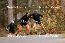 13.10.2024, Ramsau am Dachstein, Austria (AUT): Lena Haecki-Gross (SUI), Lisa Theresa Hauser (AUT), Elisa Gasparin (SUI), (l-r) - Biathlon summer training, Ramsau am Dachstein (AUT). www.nordicfocus.com. © Manzoni/NordicFocus. Every downloaded picture is fee-liable.