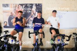 18.07.2024, Lenzerheide, Switzerland (SUI): Vincent Bonacci (USA), Campbell Wright (NZL), Maxime Germain (USA), (l-r) - Biathlon summer training, Lenzerheide (SUI). www.nordicfocus.com. © Manzoni/NordicFocus. Every downloaded picture is fee-liable.