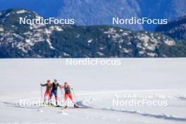 14.10.2024, Ramsau am Dachstein, Austria (AUT): Lea Meier (SUI), Lisa Theresa Hauser (AUT), Amy Baserga (SUI), (l-r) - Biathlon summer training, Dachsteinglacier, Ramsau am Dachstein (AUT). www.nordicfocus.com. © Manzoni/NordicFocus. Every downloaded picture is fee-liable.