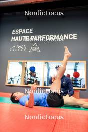 02.07.2024, Premanon, France (FRA): Quentin Fillon Maillet (FRA), Romain Hurtault (FRA), (l-r) - Biathlon summer training, Premanon (FRA). www.nordicfocus.com. © Manzoni/NordicFocus. Every downloaded picture is fee-liable.