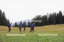 16.09.2024, Lenzerheide, Switzerland (SUI): Eric Perrot (FRA), Oscar Lombardot (FRA), Emilien Jacquelin (FRA), Quentin Fillon Maillet (FRA), Fabien Claude (FRA), (l-r) - Biathlon summer training, Lenzerheide (SUI). www.nordicfocus.com. © Manzoni/NordicFocus. Every downloaded picture is fee-liable.