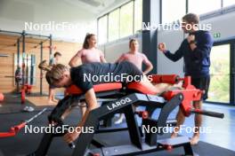 12.06.2024, Premanon, France (FRA): Oceane Michelon (FRA), Lou Jeanmonnot (FRA), Justine Braisaz-Bouchet (FRA), Romain Hurtault (FRA), (l-r) - Biathlon summer training, Premanon (FRA). www.nordicfocus.com. © Manzoni/NordicFocus. Every downloaded picture is fee-liable.