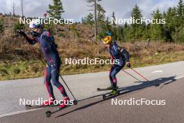 22.10.2024, Lavaze, Italy (ITA): Sturla Holm Laegreid (NOR), Johannes Thingnes Boe (NOR), (l-r)  - Biathlon summer training, Lavaze (ITA). www.nordicfocus.com. © Vanzetta/NordicFocus. Every downloaded picture is fee-liable.