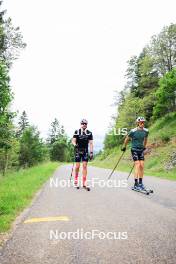 02.07.2024, Premanon, France (FRA): Emilien Jacquelin (FRA), Eric Perrot (FRA), (l-r) - Biathlon summer training, Premanon (FRA). www.nordicfocus.com. © Manzoni/NordicFocus. Every downloaded picture is fee-liable.