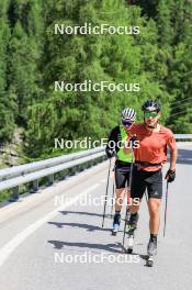 27.06.2024, Juf, Switzerland (SUI): Gion Stalder (SUI), Sebastian Stalder (SUI), Joscha Burkhalter (SUI), (l-r) - Biathlon summer training, Juf (SUI). www.nordicfocus.com. © Manzoni/NordicFocus. Every downloaded picture is fee-liable.