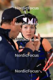 12.06.2024, Premanon, France (FRA): Patrick Favre (ITA), coach Team France, Oceane Michelon (FRA), (l-r) - Biathlon summer training, Premanon (FRA). www.nordicfocus.com. © Manzoni/NordicFocus. Every downloaded picture is fee-liable.