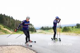 03.07.2024, Premanon, France (FRA): Fabien Claude (FRA), Oscar Lombardot (FRA), (l-r) - Biathlon summer training, Premanon (FRA). www.nordicfocus.com. © Manzoni/NordicFocus. Every downloaded picture is fee-liable.