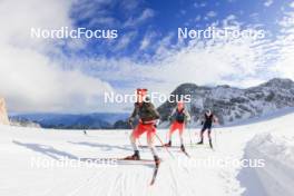 14.10.2024, Ramsau am Dachstein, Austria (AUT): Lea Meier (SUI), Amy Baserga (SUI), Lisa Theresa Hauser (AUT), (l-r) - Biathlon summer training, Dachsteinglacier, Ramsau am Dachstein (AUT). www.nordicfocus.com. © Manzoni/NordicFocus. Every downloaded picture is fee-liable.