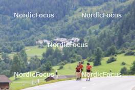 27.06.2024, Juf, Switzerland (SUI): Elisa Gasparin (SUI), Joscha Burkhalter (SUI), Aita Gasparin (SUI), (l-r) - Biathlon summer training, Juf (SUI). www.nordicfocus.com. © Manzoni/NordicFocus. Every downloaded picture is fee-liable.