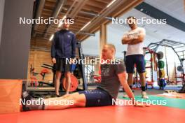 02.07.2024, Premanon, France (FRA): Romain Hurtault (FRA), Emilien Jacquelin (FRA), Simon Fourcade (FRA), (l-r) - Biathlon summer training, Premanon (FRA). www.nordicfocus.com. © Manzoni/NordicFocus. Every downloaded picture is fee-liable.