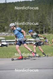 18.06.2024, Correncon-en-Vercors, France (FRA): Emilien Jacquelin (FRA), Oscar Lombardot (FRA), (l-r) - Biathlon summer training, Correncon-en-Vercors (FRA). www.nordicfocus.com. © Joly/NordicFocus. Every downloaded picture is fee-liable.