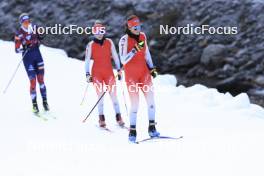 07.11.2024, Davos, Switzerland (SUI): Lisa Theresa Hauser (AUT), Elisa Gasparin (SUI), Aita Gasparin (SUI), (l-r) - Biathlon training, snowfarming track, Davos (SUI). www.nordicfocus.com. © Manzoni/NordicFocus. Every downloaded picture is fee-liable.