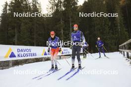 06.11.2024, Davos, Switzerland (SUI): Aita Gasparin (SUI), Gion Stalder (SUI), (l-r) - Biathlon training, snowfarming track, Davos (SUI). www.nordicfocus.com. © Manzoni/NordicFocus. Every downloaded picture is fee-liable.