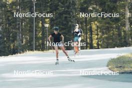 19.05.2024, Forni Avoltri, Italy (ITA): Rebecca Passler (ITA), Mirco Romanin (ITA), coach Team Italy, (l-r) - Biathlon summer training, Forni Avoltri (ITA). www.nordicfocus.com. © Del Fabbro/NordicFocus. Every downloaded picture is fee-liable.