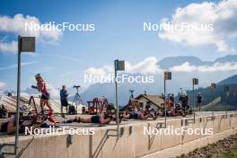 06.08.2024, Lavaze, Italy (ITA): Lisa Osl (AUT), Anna Gandler (AUT), Lea Rothschopf (AUT), Lara Wagner (AUT), Dunja Zdouc (AUT), Tamara Steiner (AUT), (l-r)  - Biathlon summer training, Lavaze (ITA). www.nordicfocus.com. © Barbieri/NordicFocus. Every downloaded picture is fee-liable.