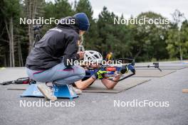 20.09.2024, Font-Romeu, France (FRA): Margit Soerensen (NOR), coach Team Belgium, Eve Bouvard (BEL), (l-r) - Biathlon summer training, Font-Romeu (FRA). www.nordicfocus.com. © Authamayou/NordicFocus. Every downloaded picture is fee-liable.