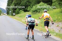 02.07.2024, Premanon, France (FRA): Eric Perrot (FRA), Oscar Lombardot (FRA), Fabien Claude (FRA), (l-r) - Biathlon summer training, Premanon (FRA). www.nordicfocus.com. © Manzoni/NordicFocus. Every downloaded picture is fee-liable.