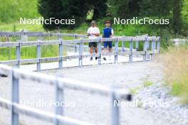 15.07.2024, Lenzerheide, Switzerland (SUI): Emil Bormetti (ITA), Coach Team USA, Armin Auchentaller (ITA), (l-r) - Biathlon summer training, Lenzerheide (SUI). www.nordicfocus.com. © Manzoni/NordicFocus. Every downloaded picture is fee-liable.