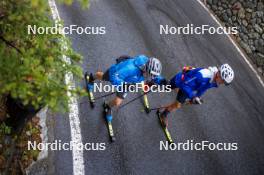 26.08.2024, Martell, Italy (ITA): Elia Zeni (ITA), Didier Bionaz (ITA), (l-r) - Biathlon summer training, Martell (ITA). www.nordicfocus.com. © Vanzetta/NordicFocus. Every downloaded picture is fee-liable.