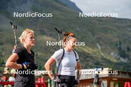 29.08.2024, Bessans, France (FRA): Sophie Chauveau (FRA), Lou Jeanmonnot (FRA), (l-r) - Biathlon summer training, Bessans (FRA). www.nordicfocus.com. © Authamayou/NordicFocus. Every downloaded picture is fee-liable.