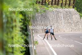 20.06.2024, Lavaze, Italy (ITA): Patrick Braunhofer (ITA), Dorothea Wierer (ITA), (l-r)  - Biathlon summer training, Lavaze (ITA). www.nordicfocus.com. © Vanzetta/NordicFocus. Every downloaded picture is fee-liable.