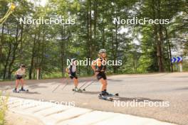 11.06.2024, Premanon, France (FRA): Sophie Chauveau (FRA), Oceane Michelon (FRA), Jeanne Richard (FRA), (l-r) - Biathlon summer training, Premanon (FRA). www.nordicfocus.com. © Manzoni/NordicFocus. Every downloaded picture is fee-liable.