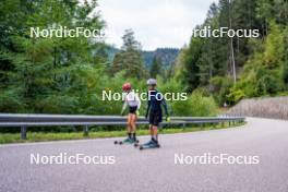 30.09.2024, Lavaze, Italy (ITA): Lisa Vittozzi (ITA), Mirco Romanin (ITA), coach Team Italy, (l-r) - Biathlon summer training, Lavaze (ITA). www.nordicfocus.com. © Barbieri/NordicFocus. Every downloaded picture is fee-liable.