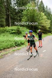 02.07.2024, Premanon, France (FRA): Fabien Claude (FRA), Oscar Lombardot (FRA), Emilien Jacquelin (FRA), (l-r) - Biathlon summer training, Premanon (FRA). www.nordicfocus.com. © Manzoni/NordicFocus. Every downloaded picture is fee-liable.