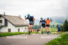 15.06.2024, Lavaze, Italy (ITA): Martin Ponsiluoma (SWE), Jesper Nelin (SWE), Viktor Brandt (SWE), (l-r)  - Biathlon summer training, Lavaze (ITA). www.nordicfocus.com. © Barbieri/NordicFocus. Every downloaded picture is fee-liable.