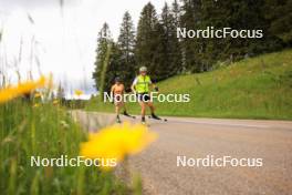 11.06.2024, Premanon, France (FRA): Justine Braisaz-Bouchet (FRA), Lou Jeanmonnot (FRA), (l-r) - Biathlon summer training, Premanon (FRA). www.nordicfocus.com. © Manzoni/NordicFocus. Every downloaded picture is fee-liable.