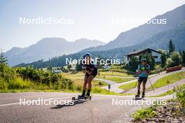 31.07.2024, Lavaze, Italy (ITA): Anna Gandler (AUT), Emilien Claude (FRA), (l-r)  - Biathlon summer training, Lavaze (ITA). www.nordicfocus.com. © Barbieri/NordicFocus. Every downloaded picture is fee-liable.