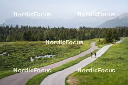 19.06.2024, Lavaze, Italy (ITA): Tommaso Giacomel (ITA), Elia Zeni (ITA), (l-r)  - Biathlon summer training, Lavaze (ITA). www.nordicfocus.com. © Vanzetta/NordicFocus. Every downloaded picture is fee-liable.