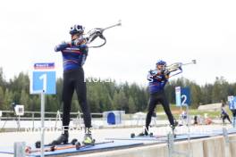 16.09.2024, Lenzerheide, Switzerland (SUI): Quentin Fillon Maillet (FRA), Oscar Lombardot (FRA), (l-r) - Biathlon summer training, Lenzerheide (SUI). www.nordicfocus.com. © Manzoni/NordicFocus. Every downloaded picture is fee-liable.