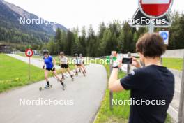 20.05.2024, Lenzerheide, Switzerland (SUI): Aita Gasparin (SUI), Lea Meier (SUI), Elisa Gasparin (SUI), Alessia Laager (SUI), Sandra Flunger (AUT) coach Team Switzerland, (l-r) - Biathlon summer training, Lenzerheide (SUI). www.nordicfocus.com. © Manzoni/NordicFocus. Every downloaded picture is fee-liable.