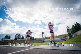 06.08.2024, Lavaze, Italy (ITA): Lara Wagner (AUT), Lea Rothschopf (AUT), Lisa Osl (AUT), (l-r)  - Biathlon summer training, Lavaze (ITA). www.nordicfocus.com. © Barbieri/NordicFocus. Every downloaded picture is fee-liable.