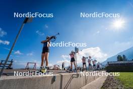 06.08.2024, Lavaze, Italy (ITA): Anna Andexer (AUT), Lisa Osl (AUT), Dunja Zdouc (AUT), (l-r)  - Biathlon summer training, Lavaze (ITA). www.nordicfocus.com. © Barbieri/NordicFocus. Every downloaded picture is fee-liable.