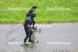 21.05.2024, Lenzerheide, Switzerland (SUI): Joscha Burkhalter (SUI), Aita Gasparin (SUI), (l-r) - Biathlon summer training, Lenzerheide (SUI). www.nordicfocus.com. © Manzoni/NordicFocus. Every downloaded picture is fee-liable.