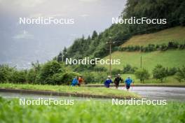 26.08.2024, Martell, Italy (ITA): Elia Zeni (ITA), Patrick Braunhofer (ITA), Didier Bionaz (ITA), Tommaso Giacomel (ITA), Lukas Hofer (ITA), (l-r) - Biathlon summer training, Martell (ITA). www.nordicfocus.com. © Vanzetta/NordicFocus. Every downloaded picture is fee-liable.