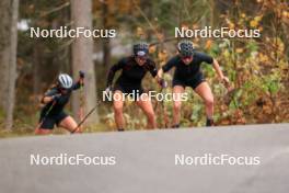 13.10.2024, Ramsau am Dachstein, Austria (AUT): Lena Haecki-Gross (SUI), Lisa Theresa Hauser (AUT), Elisa Gasparin (SUI), (l-r) - Biathlon summer training, Ramsau am Dachstein (AUT). www.nordicfocus.com. © Manzoni/NordicFocus. Every downloaded picture is fee-liable.