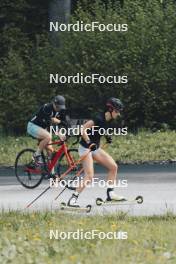 19.05.2024, Forni Avoltri, Italy (ITA): Rebecca Passler (ITA), Mirco Romanin (ITA), coach Team Italy, (l-r) - Biathlon summer training, Forni Avoltri (ITA). www.nordicfocus.com. © Del Fabbro/NordicFocus. Every downloaded picture is fee-liable.