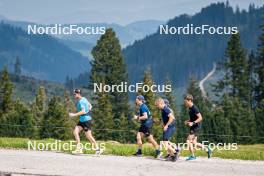 06.06.2024, Lavaze, Italy (ITA): Emil Nykvist (SWE), Jesper Nelin (SWE), Viktor Brandt (SWE), Malte Stefansson (SWE), Anton Ivarsson (SWE), (l-r)  - Biathlon summer training, Lavaze (ITA). www.nordicfocus.com. © Barbieri/NordicFocus. Every downloaded picture is fee-liable.