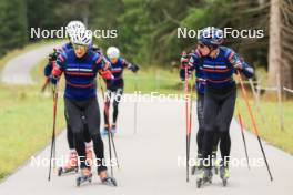 16.09.2024, Lenzerheide, Switzerland (SUI): Fabien Claude (FRA), Emilien Jacquelin (FRA), Eric Perrot (FRA), Oscar Lombardot (FRA), Quentin Fillon Maillet (FRA), (l-r) - Biathlon summer training, Lenzerheide (SUI). www.nordicfocus.com. © Manzoni/NordicFocus. Every downloaded picture is fee-liable.